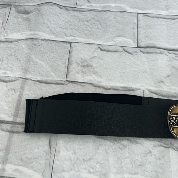 Chico’s black leather boho studded metal belt size small - Picture 6 of 8